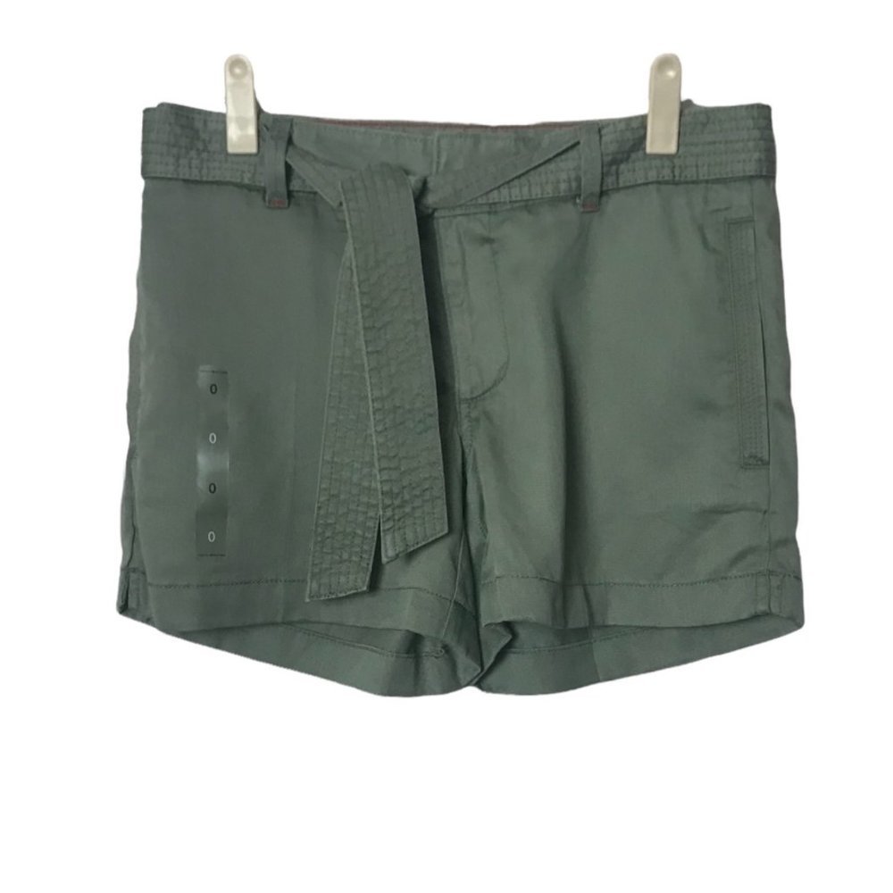 Tommy‎ Hilfiger shorts Women Sz 0 Olive Green NWOT 100% lyocell Belt
